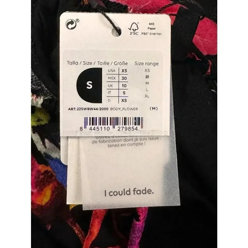 DESIGUAL Christian Lacroix Off Shoulder floral Bodysuit top womens small NWT - Picture 3 of 5